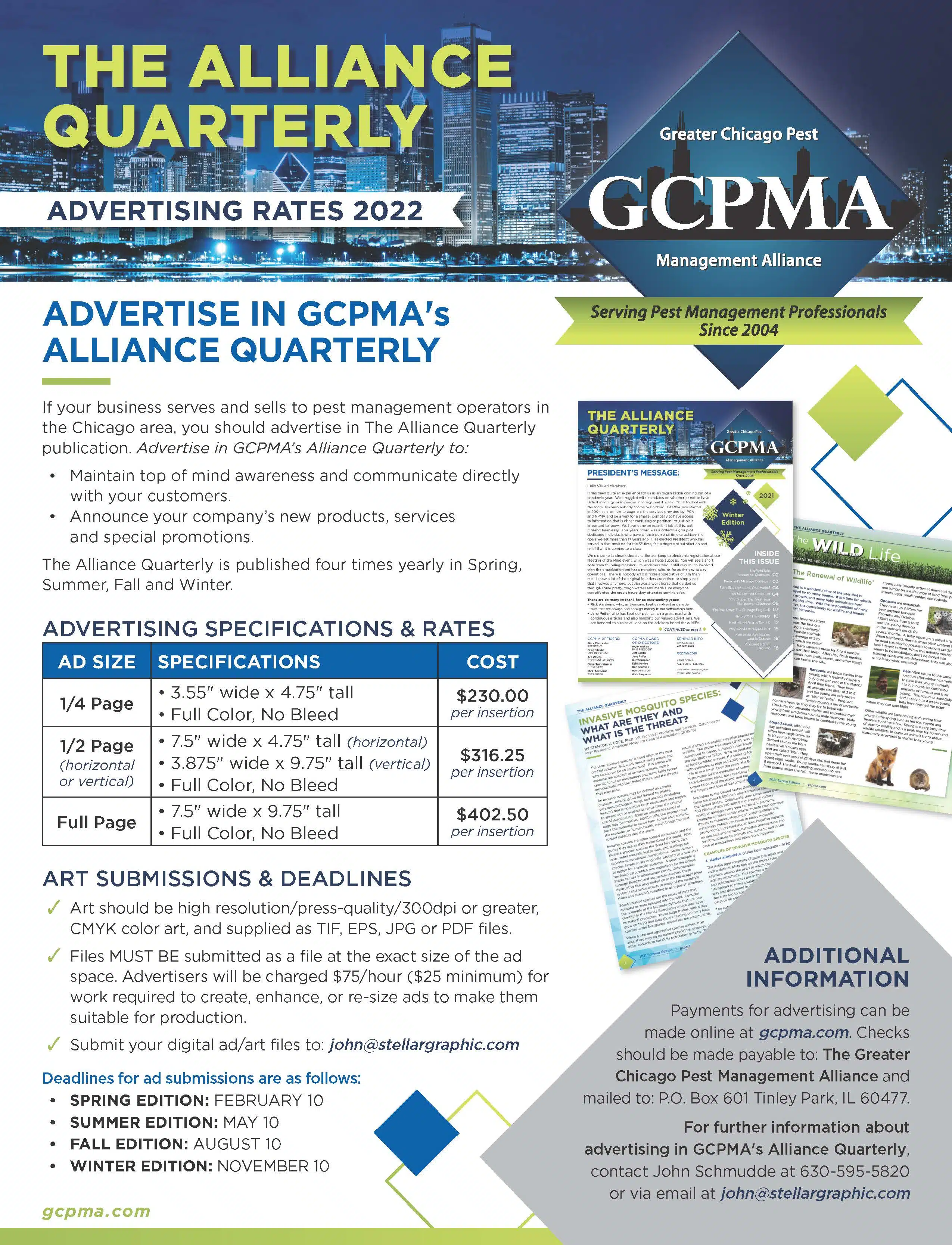 2022 GCPMA Alliance Quarterly Advertising Rates